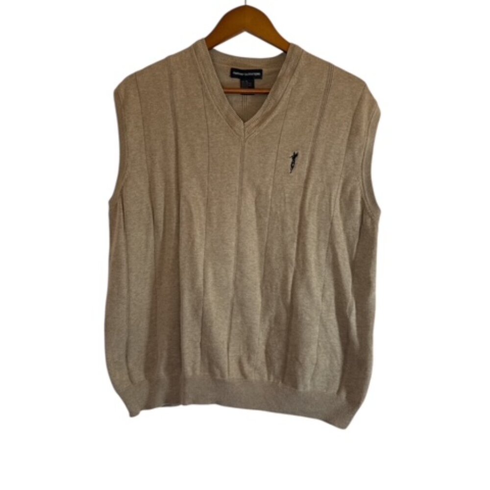 Fairway Outfitter Mens Tan Brown Knit Sleeveless Golf Sweater Vest Sz XL Cotton